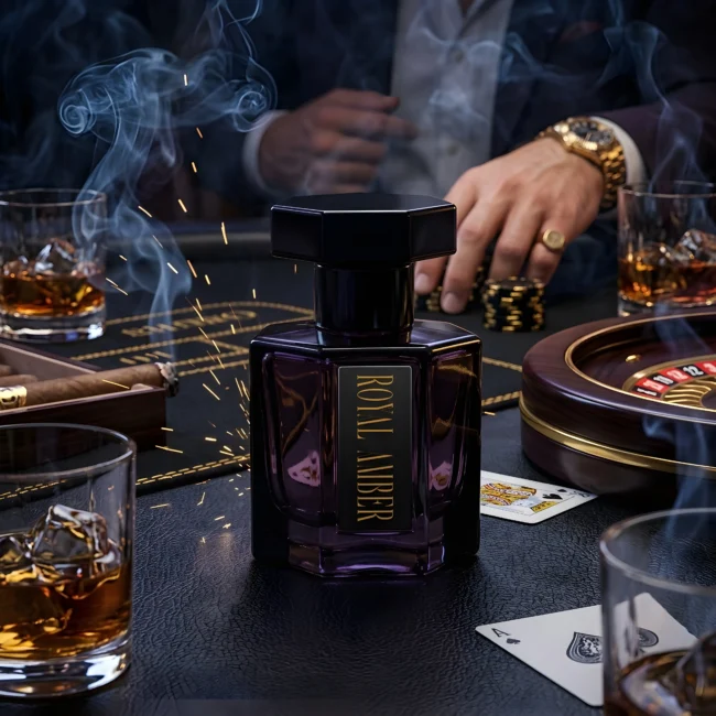 Royal Aroma Astron perfume bottle, inspired by Louis Vuitton Imagination, featuring a sleek design that reflects luxury, freshness, and modern masculine elegance