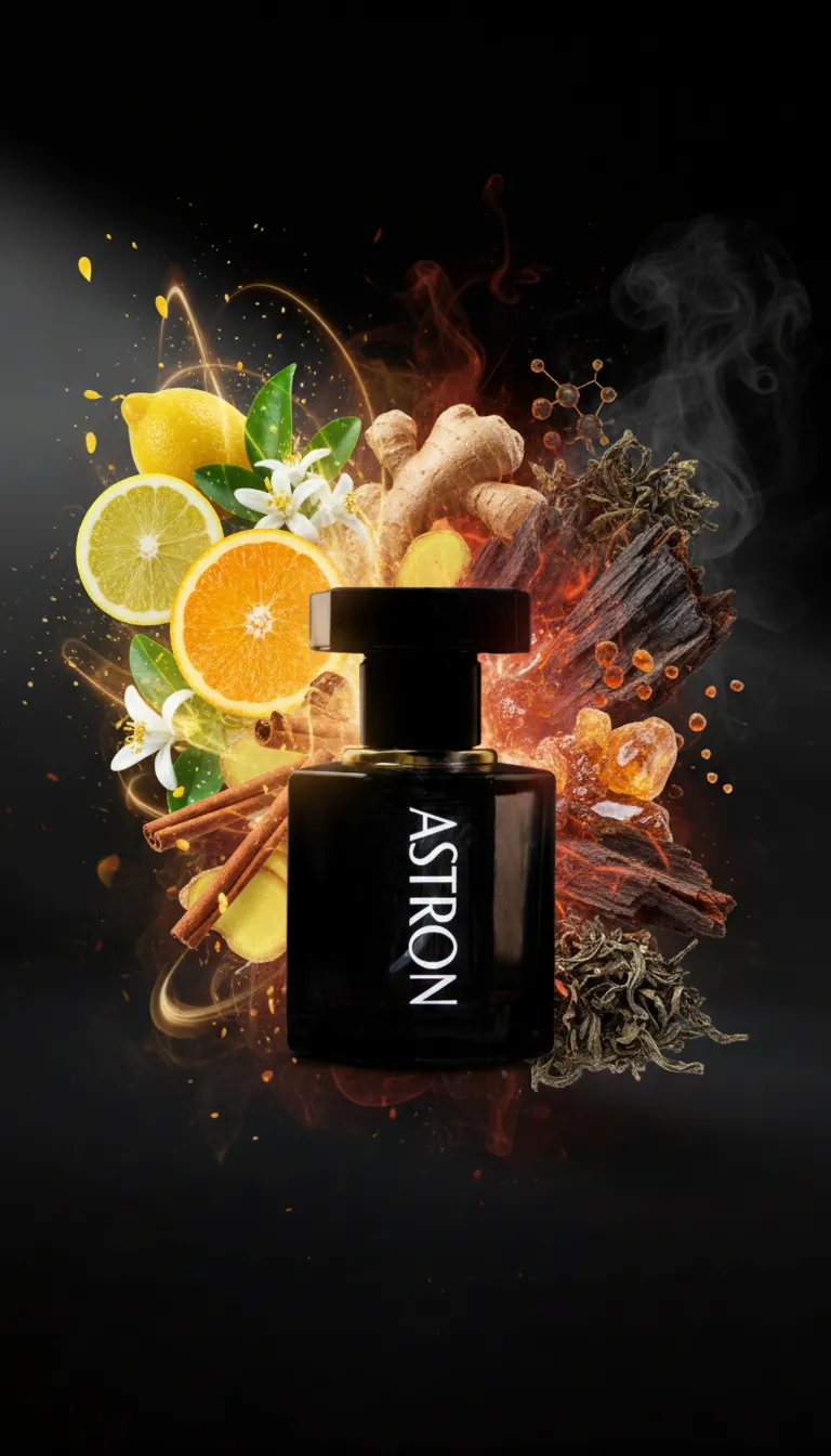 Royal Aroma Astron perfume bottle, inspired by Louis Vuitton Imagination, featuring a sleek design that reflects luxury, freshness, and modern masculine elegance