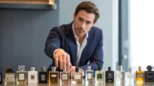 Best Perfume for Men collection at Royal Aroma BD with a stylish man selecting luxury fragrances from multiple male perfume brands.